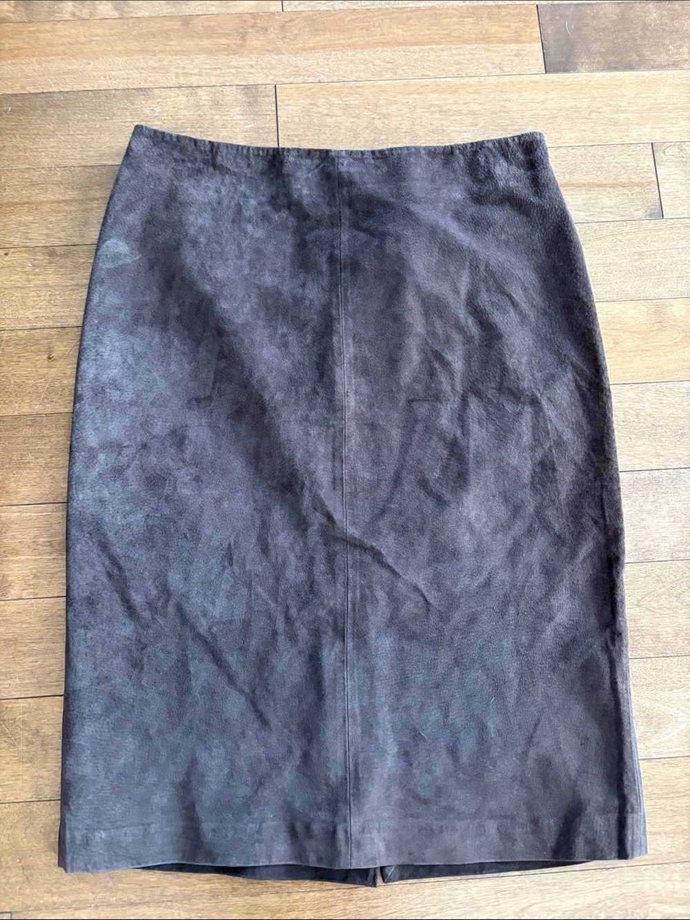 Vintage Suede Pencil Skirt - Dark Brown